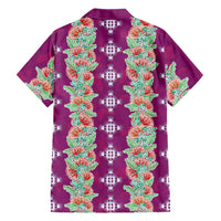 Hawaii Ohia Lehua Family Matching Off The Shoulder Long Sleeve Dress and Hawaiian Shirt Tropical Vibes Fuchsia