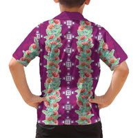 Hawaii Ohia Lehua Family Matching Puletasi and Hawaiian Shirt Tropical Vibes Fuchsia