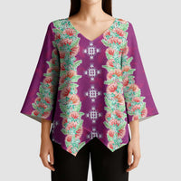Hawaii Ohia Lehua Kimono Sleeve Blouse Tropical Vibes Fuchsia
