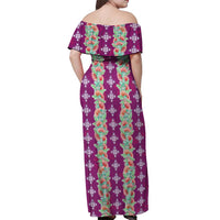 Hawaii Ohia Lehua Off Shoulder Maxi Dress Tropical Vibes Fuchsia