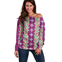 Hawaii Ohia Lehua Off Shoulder Sweater Tropical Vibes Fuchsia