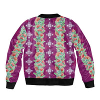 Hawaii Ohia Lehua Sleeve Zip Bomber Jacket Tropical Vibes Fuchsia
