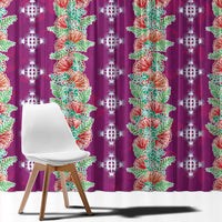 Hawaii Ohia Lehua Window Curtain Tropical Vibes Fuchsia