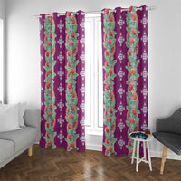 Hawaii Ohia Lehua Window Curtain Tropical Vibes Fuchsia