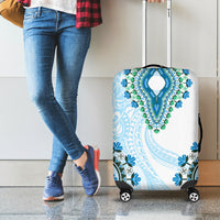 Africa Dashiki Luggage Cover With Polynesian Pattern Blue Version