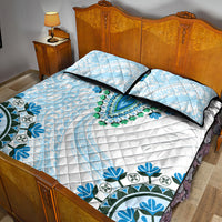 Africa Dashiki Quilt Bed Set With Polynesian Pattern Blue Version