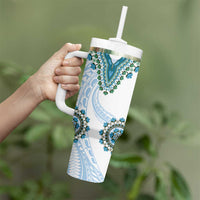 Africa Dashiki Tumbler With Handle With Polynesian Pattern Blue Version