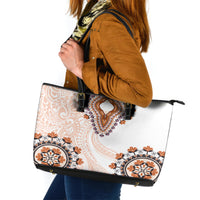 Africa Dashiki Leather Tote Bag With Polynesian Pattern Beige Version LT05 Beige - Polynesian Pride