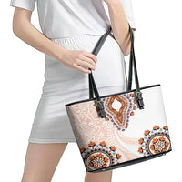 Africa Dashiki Leather Tote Bag With Polynesian Pattern Beige Version LT05 - Polynesian Pride