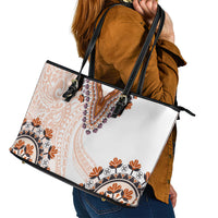 Africa Dashiki Leather Tote Bag With Polynesian Pattern Beige Version LT05 - Polynesian Pride