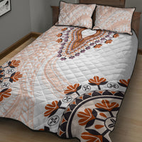 Africa Dashiki Quilt Bed Set With Polynesian Pattern Beige Version