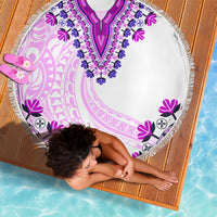 Africa Dashiki Beach Blanket With Polynesian Pattern Pink Version