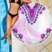 Africa Dashiki Beach Blanket With Polynesian Pattern Pink Version