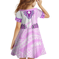 Africa Dashiki Family Matching Off Shoulder Long Sleeve Dress and Hawaiian Shirt With Polynesian Pattern Pink Version LT05 - Polynesian Pride