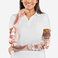 Tonga Ngatu Pattern With Light Tabasco Hibiscus Arm Sleeves Oil Painting Style - Polynesian Pride