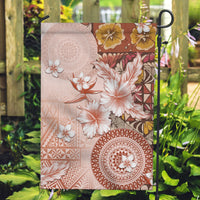 Tonga Ngatu Pattern With Light Tabasco Hibiscus Garden Flag Oil Painting Style