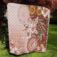 Tonga Ngatu Pattern With Light Tabasco Hibiscus Quilt Oil Painting Style