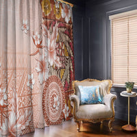 Tonga Ngatu Pattern With Light Tabasco Hibiscus Window Curtain Oil Painting Style LT05 - Polynesian Pride