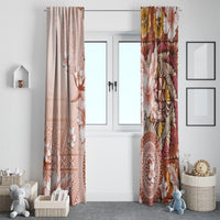 Tonga Ngatu Pattern With Light Tabasco Hibiscus Window Curtain Oil Painting Style LT05 - Polynesian Pride