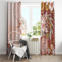 Tonga Ngatu Pattern With Light Tabasco Hibiscus Window Curtain Oil Painting Style LT05 - Polynesian Pride