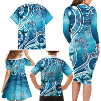 Polynesia World Ocean Day Family Matching Long Sleeve Bodycon Dress and Hawaiian Shirt Ocean Style LT05 - Polynesian Pride