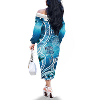 Polynesia World Ocean Day Family Matching Off The Shoulder Long Sleeve Dress and Hawaiian Shirt Ocean Style