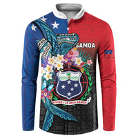 Samoa Button Sweatshirt Humpback Whale Siapo Pattern