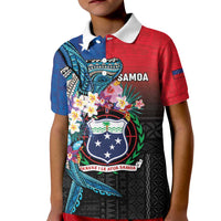 Samoa Kid Polo Shirt Humpback Whale Siapo Pattern