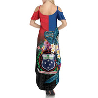 Samoa Summer Maxi Dress Humpback Whale Siapo Pattern LT05 - Polynesian Pride