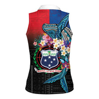 Samoa Women Sleeveless Polo Shirt Humpback Whale Siapo Pattern