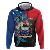 Samoa Zip Hoodie Humpback Whale Siapo Pattern