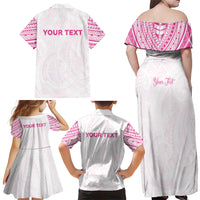 Personalised New Zealand Aotearoa Family Matching Off Shoulder Maxi Dress and Hawaiian Shirt Nurse Tribal Pink Version LT05 - Polynesian Pride