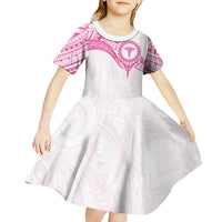 Personalised New Zealand Aotearoa Kid Short Sleeve Dress Nurse Tribal Pink Version LT05 - Polynesian Pride