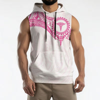 Personalised New Zealand Aotearoa Sleeveless Hoodie Nurse Tribal Pink Version