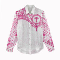 Personalised New Zealand Aotearoa Women Casual Shirt Nurse Tribal Pink Version LT05 - Polynesian Pride