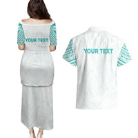 Personalised New Zealand Aotearoa Couples Matching Puletasi and Hawaiian Shirt Nurse Tribal Teal Version LT05 - Polynesian Pride