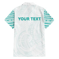 Personalised New Zealand Aotearoa Family Matching Off Shoulder Short Dress and Hawaiian Shirt Nurse Tribal Teal Version LT05 - Polynesian Pride