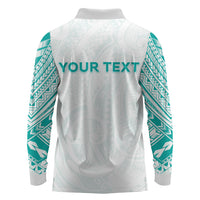 Personalised New Zealand Aotearoa Long Sleeve Polo Shirt Nurse Tribal Teal Version LT05 - Polynesian Pride