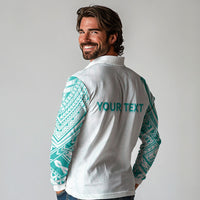 Personalised New Zealand Aotearoa Long Sleeve Polo Shirt Nurse Tribal Teal Version LT05 - Polynesian Pride