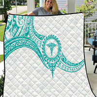 New Zealand Aotearoa Quilt Nurse Tribal Teal Version
