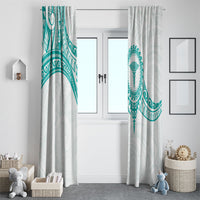 New Zealand Aotearoa Window Curtain Nurse Tribal Teal Version