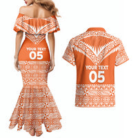 Personalised Tonga Tailulu College Couples Matching Mermaid Dress and Hawaiian Shirt Tongan Kupesi Pattern LT05 - Polynesian Pride