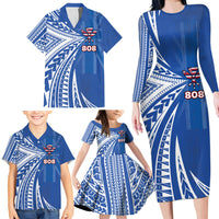 Personalised Hawaii 808 Family Matching Long Sleeve Bodycon Dress and Hawaiian Shirt Unique Style LT05 - Polynesian Pride