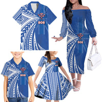 Personalised Hawaii 808 Family Matching Off The Shoulder Long Sleeve Dress and Hawaiian Shirt Unique Style LT05 - Polynesian Pride