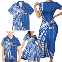 Personalised Hawaii 808 Family Matching Short Sleeve Bodycon Dress and Hawaiian Shirt Unique Style LT05 - Polynesian Pride