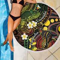 Vanuatu And Australia Aboriginal Beach Blanket Iguana And Kangaroo Together