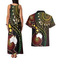Vanuatu And Australia Aboriginal Couples Matching Tank Maxi Dress and Hawaiian Shirt Iguana And Kangaroo Together LT05 - Polynesian Pride