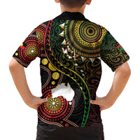 Vanuatu And Australia Aboriginal Family Matching Puletasi and Hawaiian Shirt Iguana And Kangaroo Together LT05 - Polynesian Pride