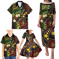 Vanuatu And Australia Aboriginal Family Matching Puletasi and Hawaiian Shirt Iguana And Kangaroo Together LT05 - Polynesian Pride
