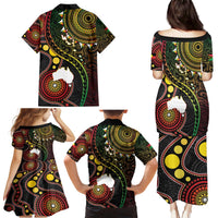 Vanuatu And Australia Aboriginal Family Matching Puletasi and Hawaiian Shirt Iguana And Kangaroo Together LT05 - Polynesian Pride